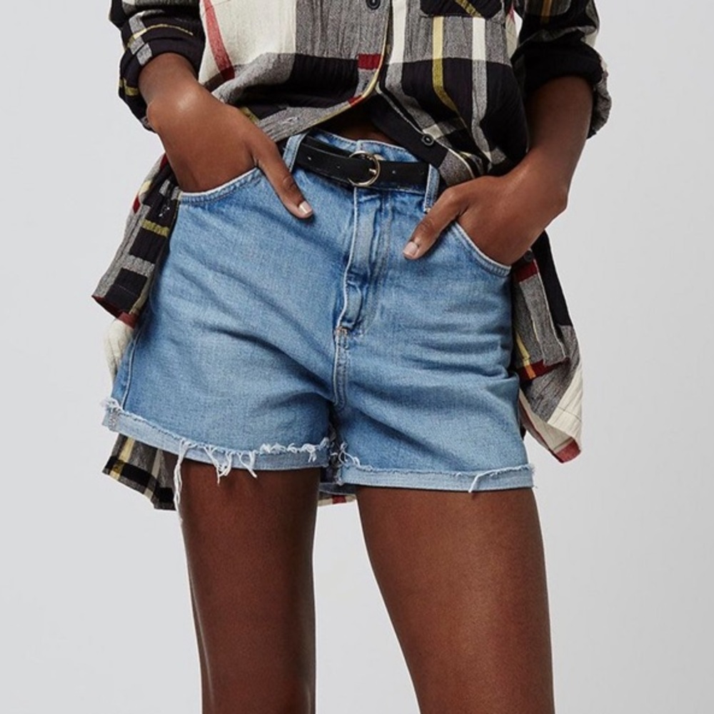 Topshop Petite Girlfriend Denim Shorts